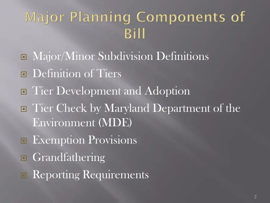 major minor subdivision definitions