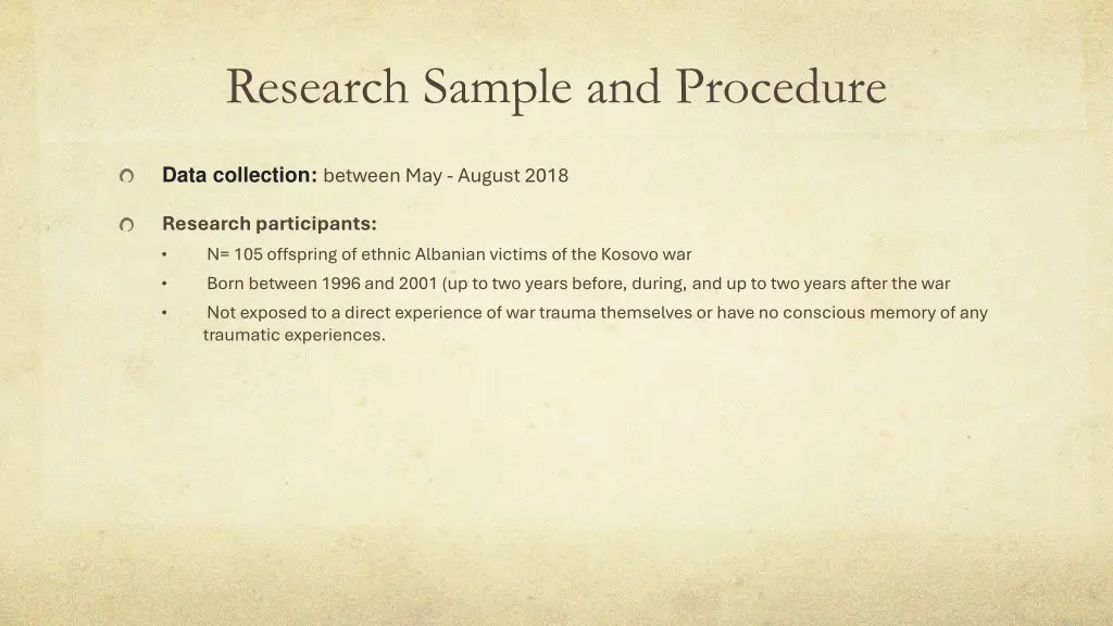 research sample and procedure