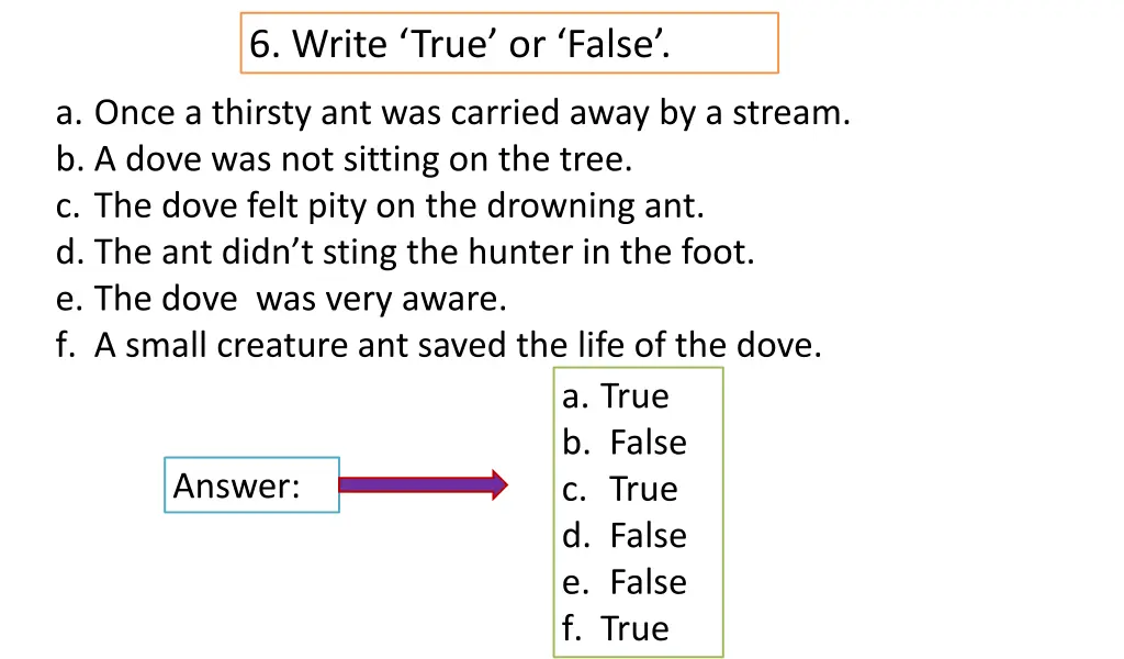 6 write true or false