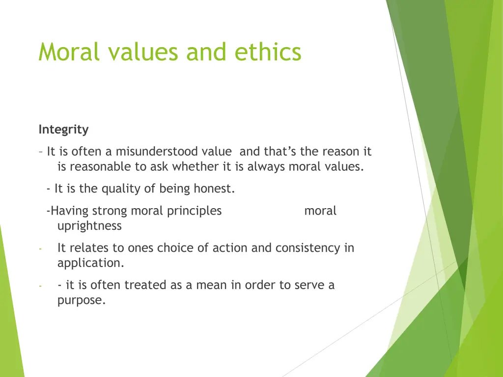 moral values and ethics