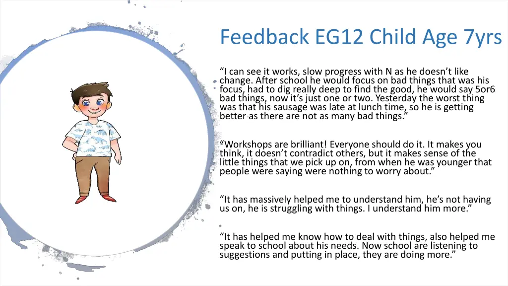 feedback eg12 child age 7yrs