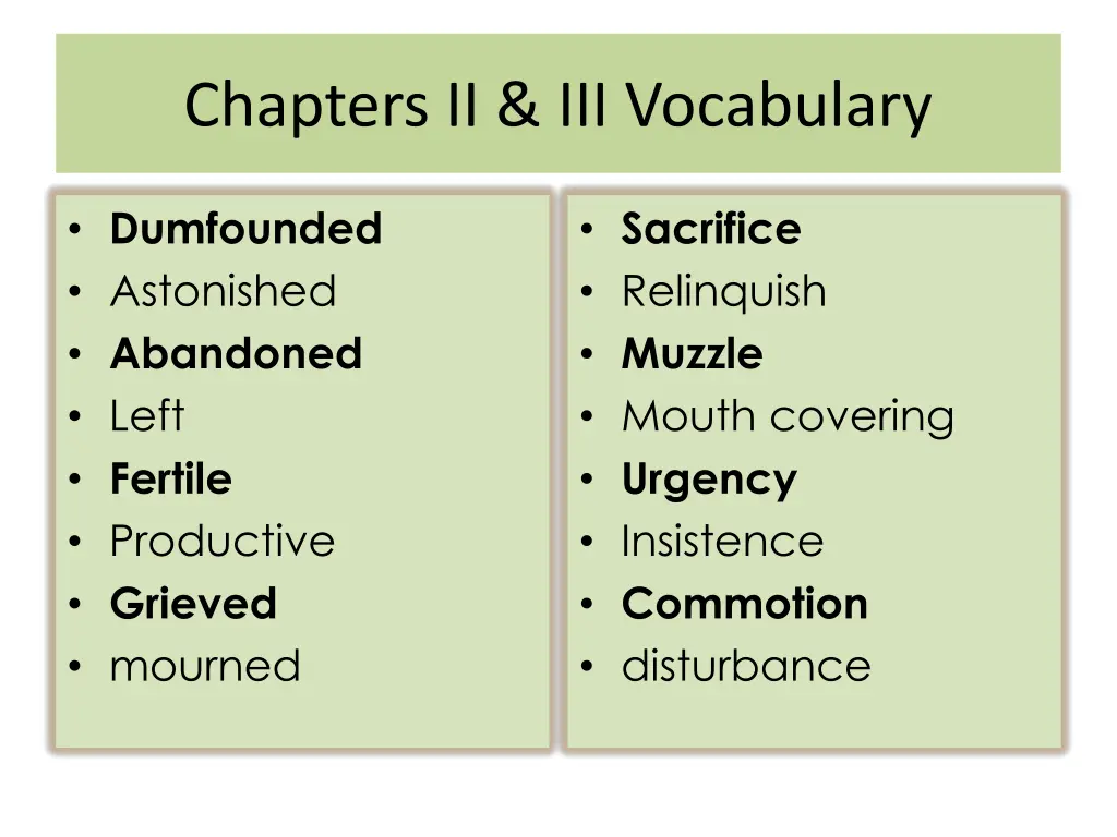 chapters ii iii vocabulary