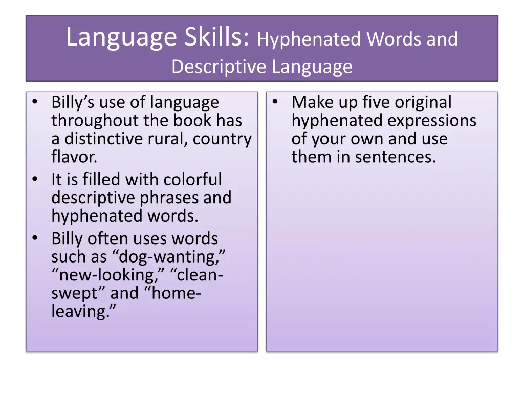 language skills hyphenated words and descriptive