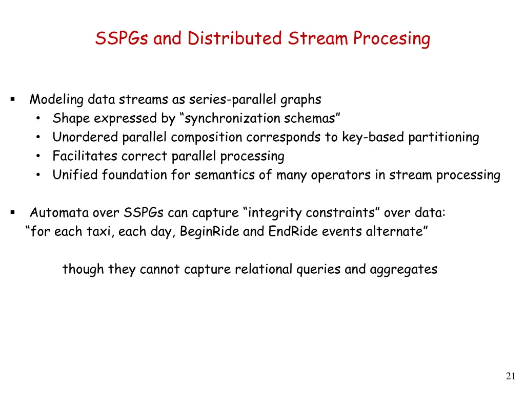 sspgs and distributed stream procesing