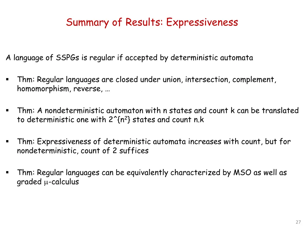 summary of results expressiveness