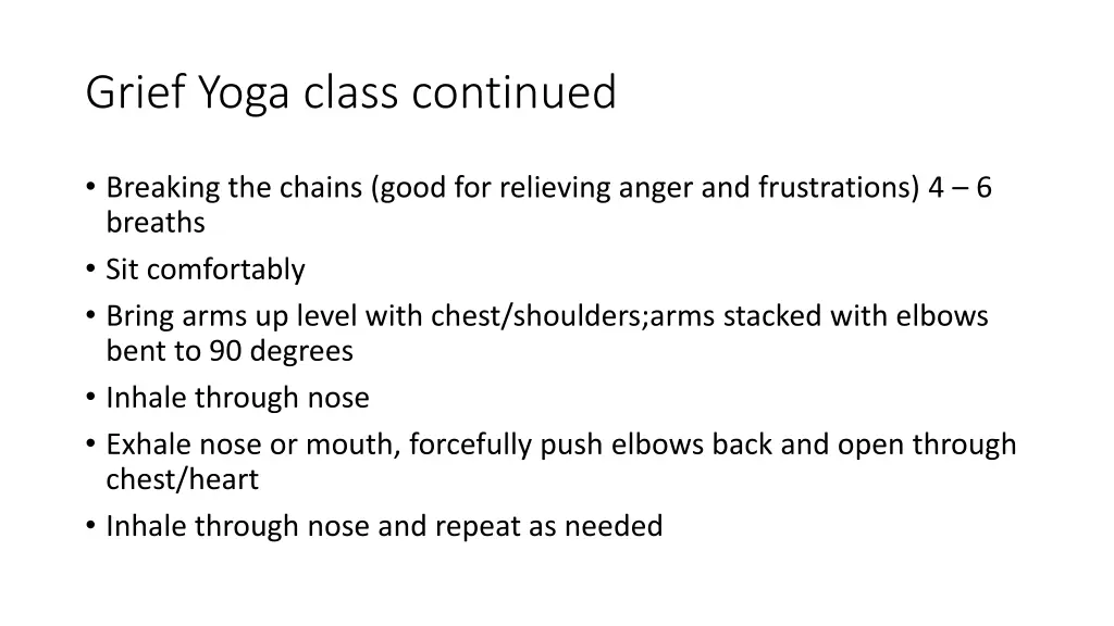 grief yoga class continued