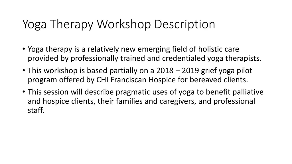 yoga therapy workshop description