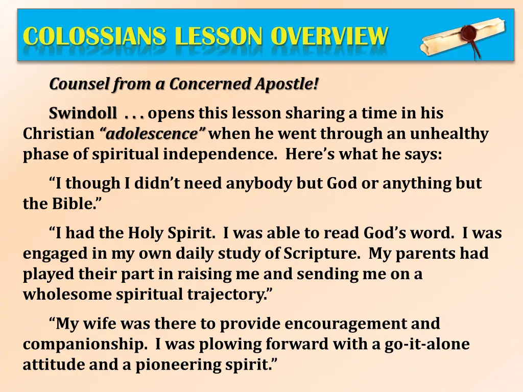 colossians lesson overview