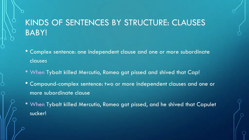 kinds of sentences by structure clauses baby