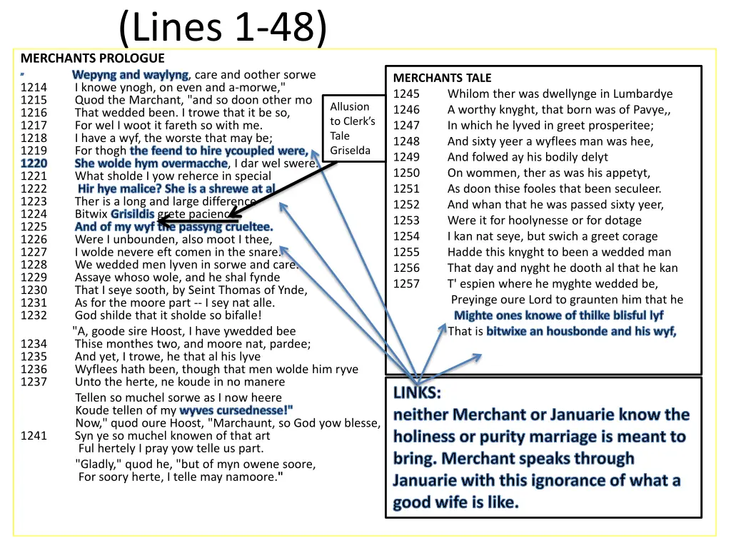 lines 1 48 merchants prologue wepyng and waylyng