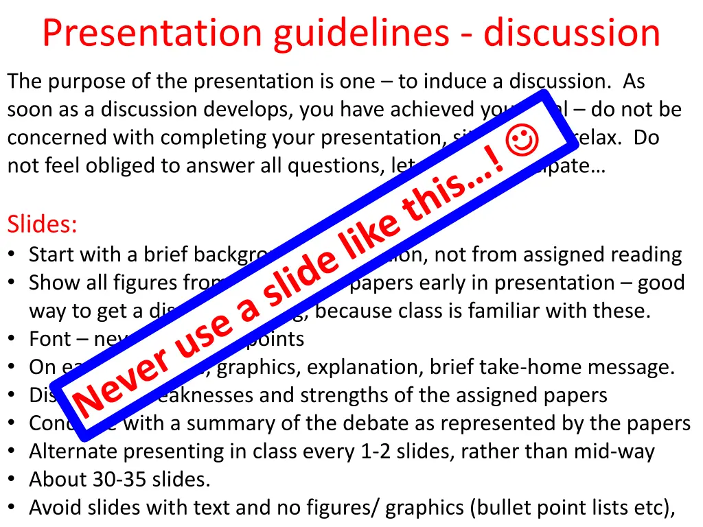 presentation guidelines discussion