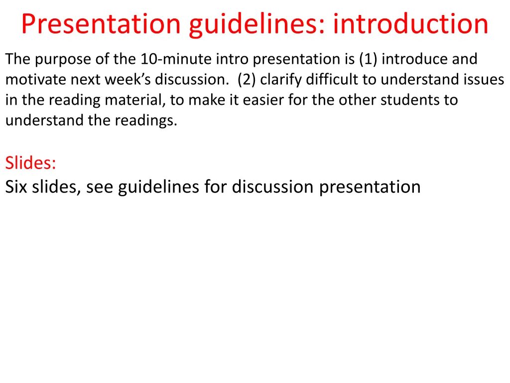 presentation guidelines introduction