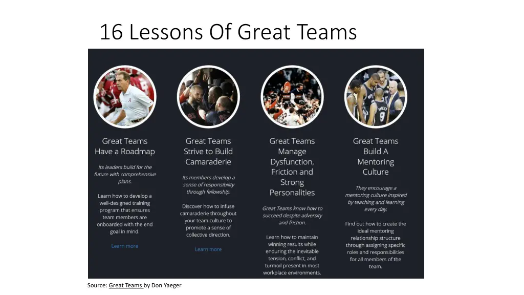 16 lessons of great teams 1