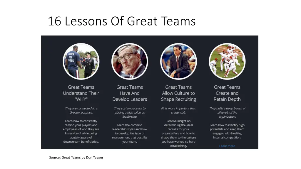 16 lessons of great teams