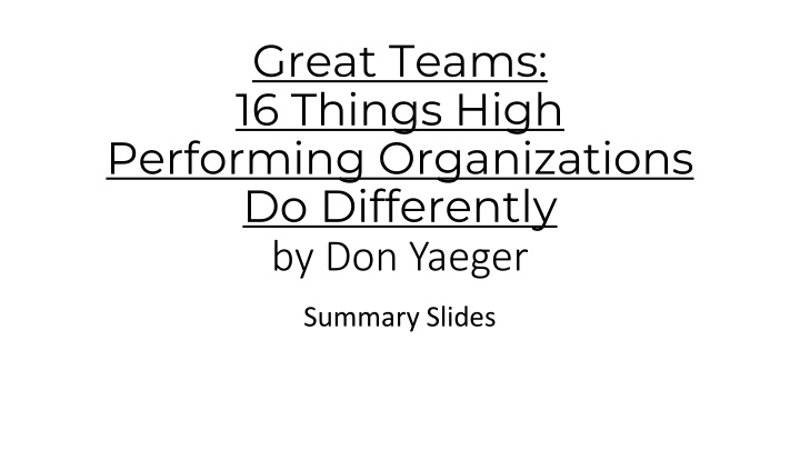 great teams 16 things high performing