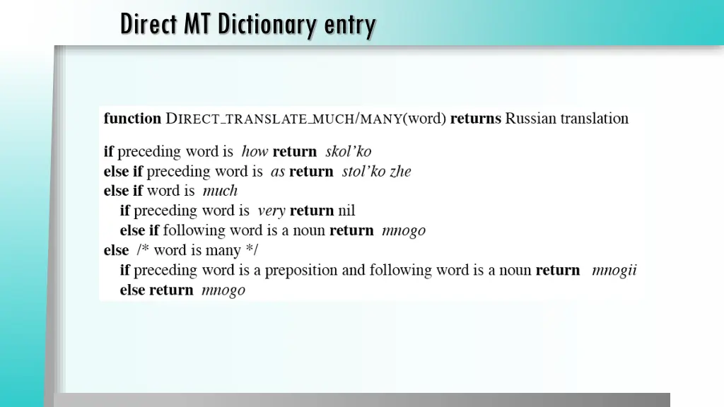 direct mt dictionary entry