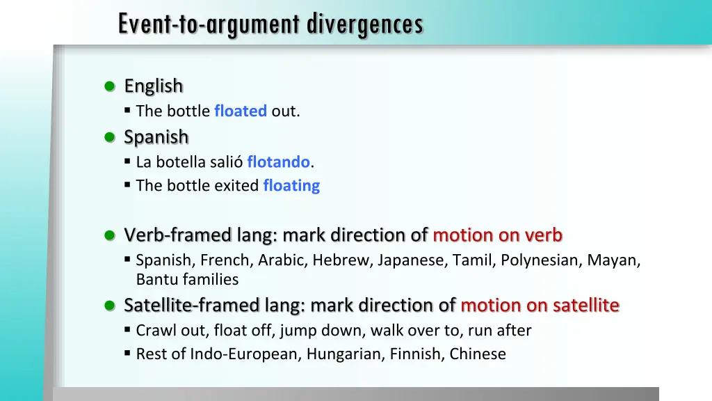 event to argument divergences