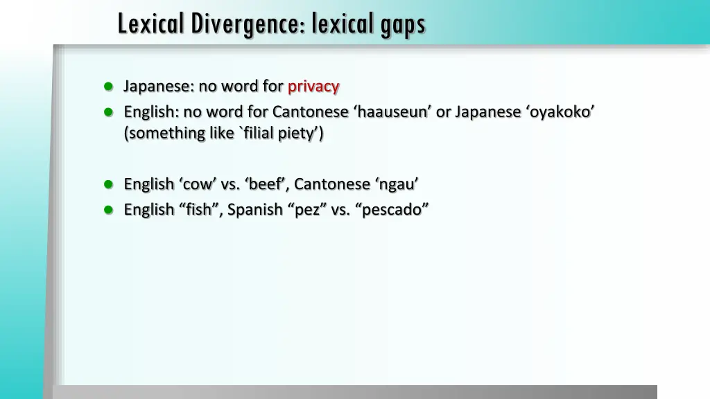 lexical divergence lexical gaps