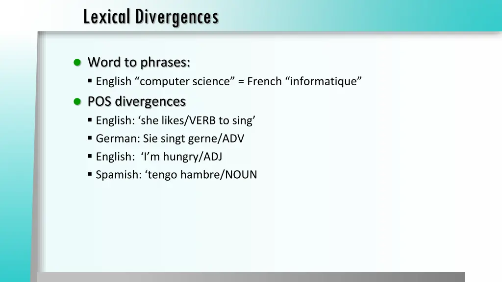 lexical divergences