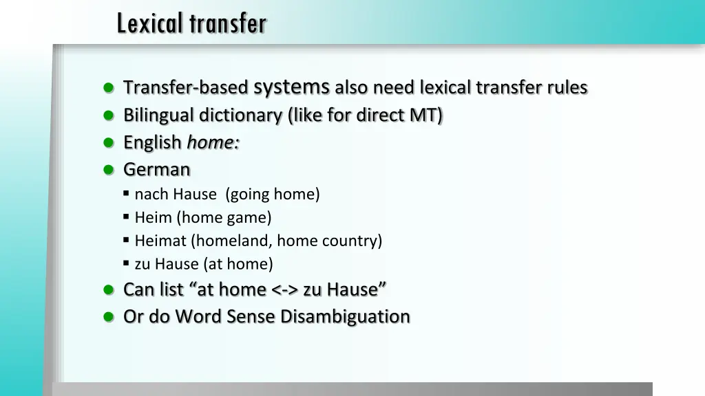 lexical transfer