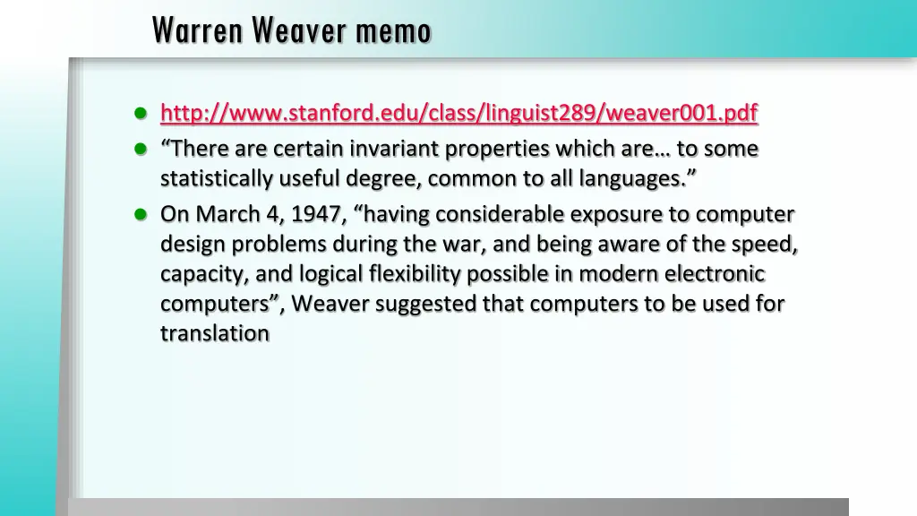 warren weaver memo