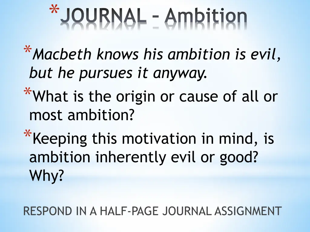 journal ambition