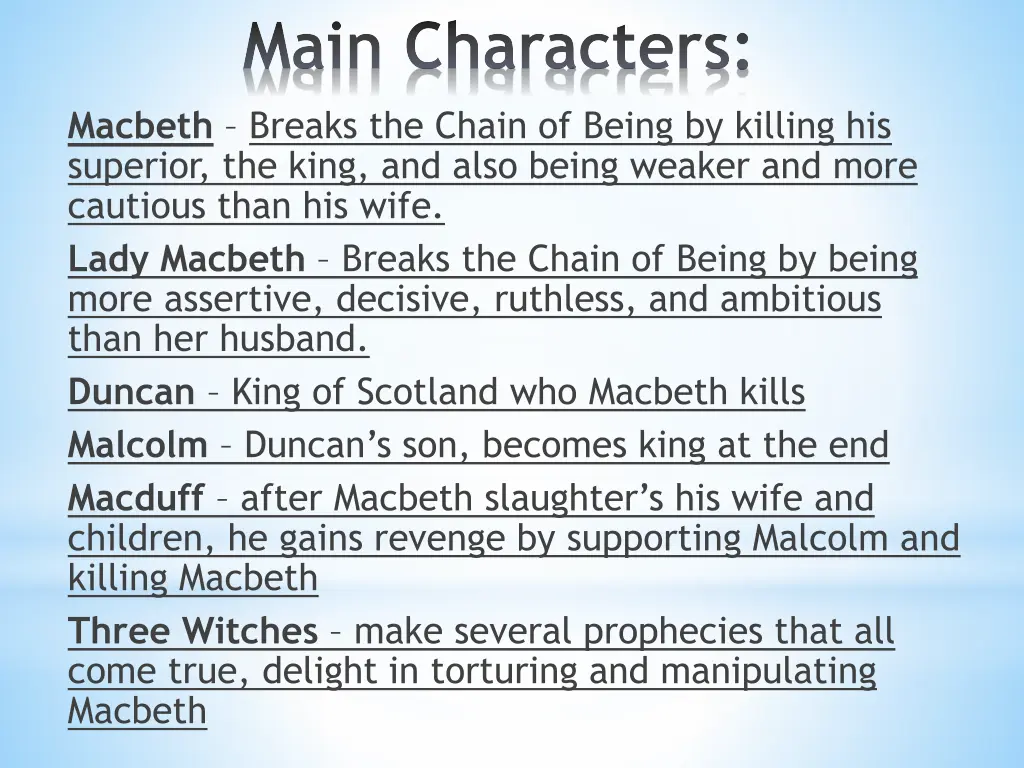 main characters