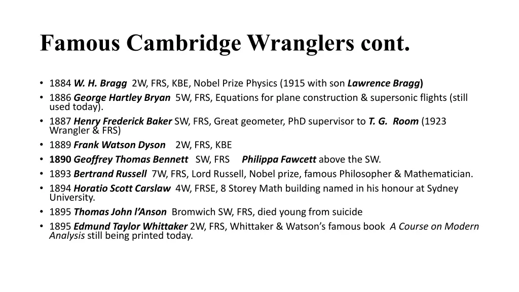 famous cambridge wranglers cont 1