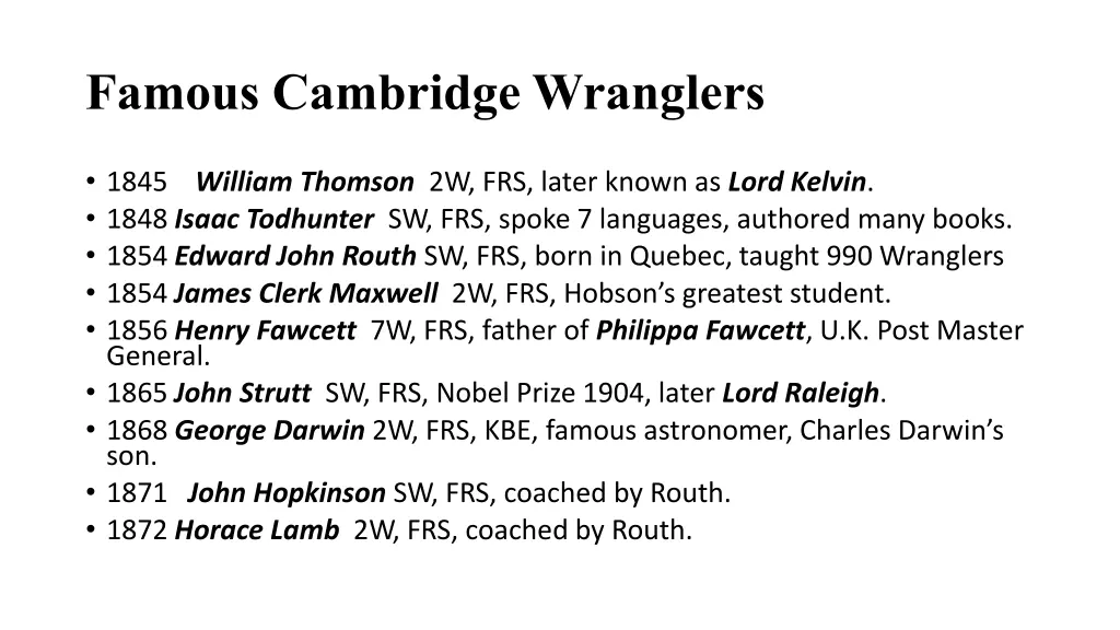 famous cambridge wranglers