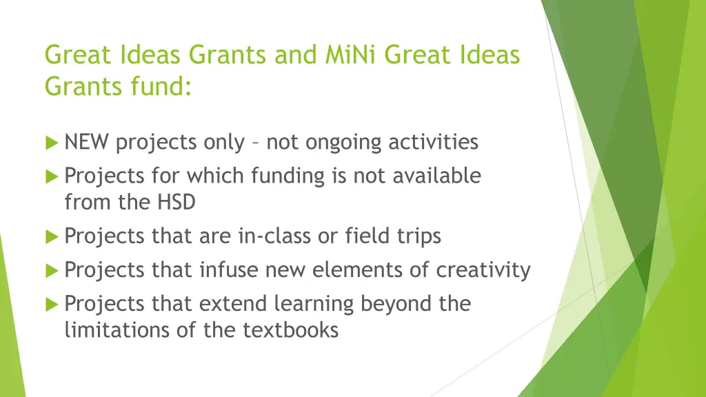 great ideas grants and mini great ideas grants 1