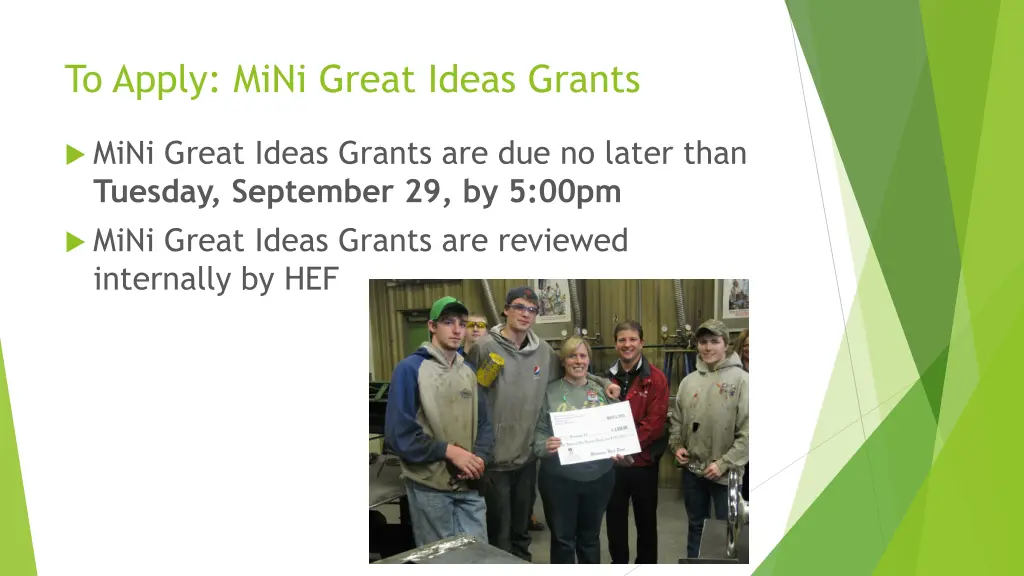 to apply mini great ideas grants