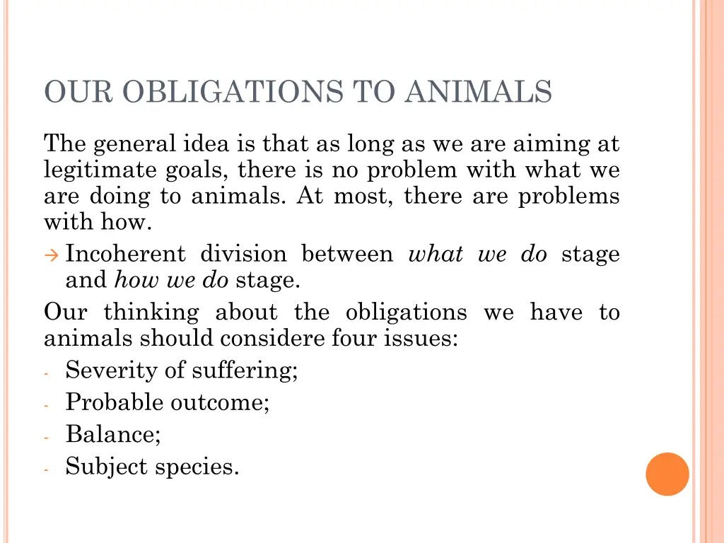 our obligations to animals