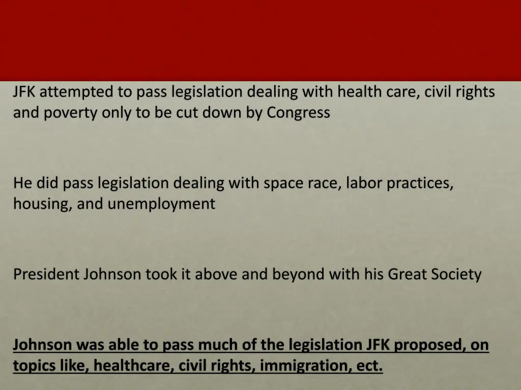 jfk attempted to pass legislation dealing with