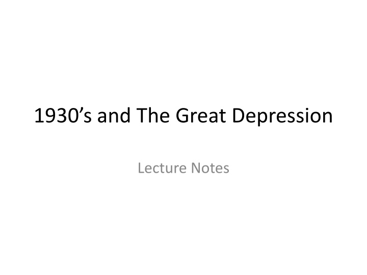 1930 s and the great depression