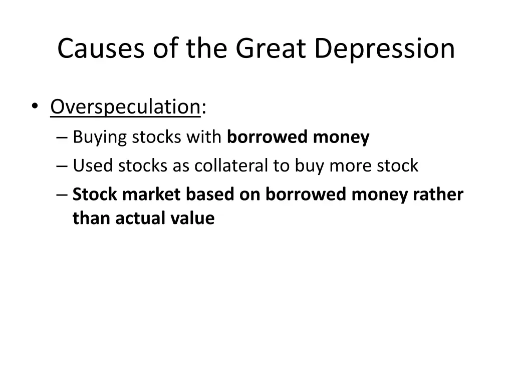 causes of the great depression 1