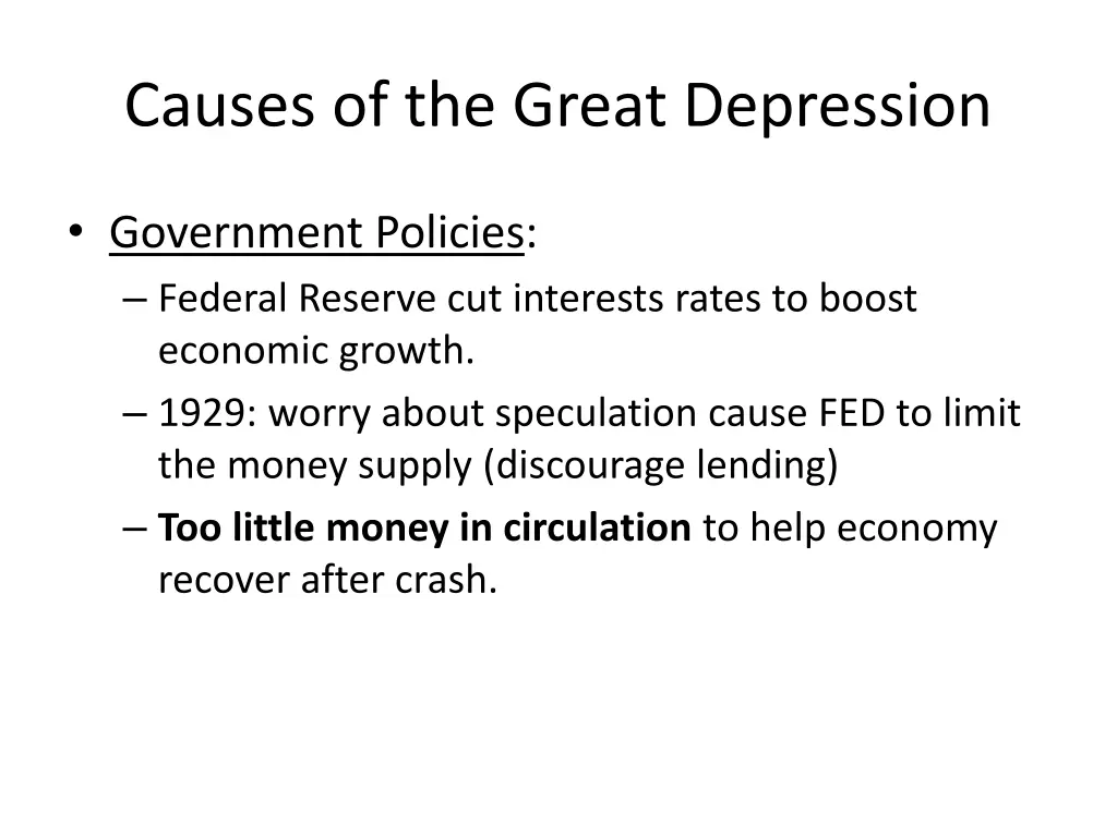 causes of the great depression 2