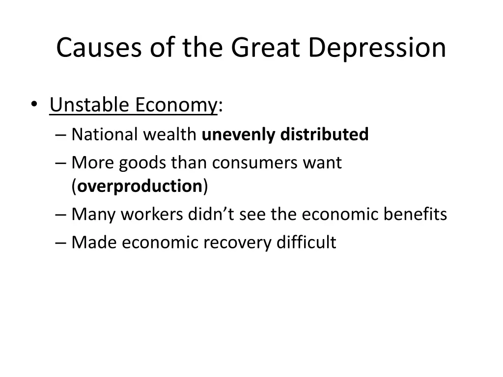 causes of the great depression