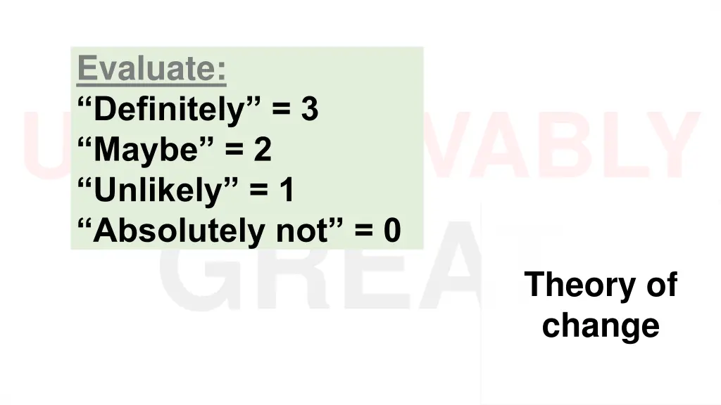 evaluate definitely 3 maybe 2 unlikely