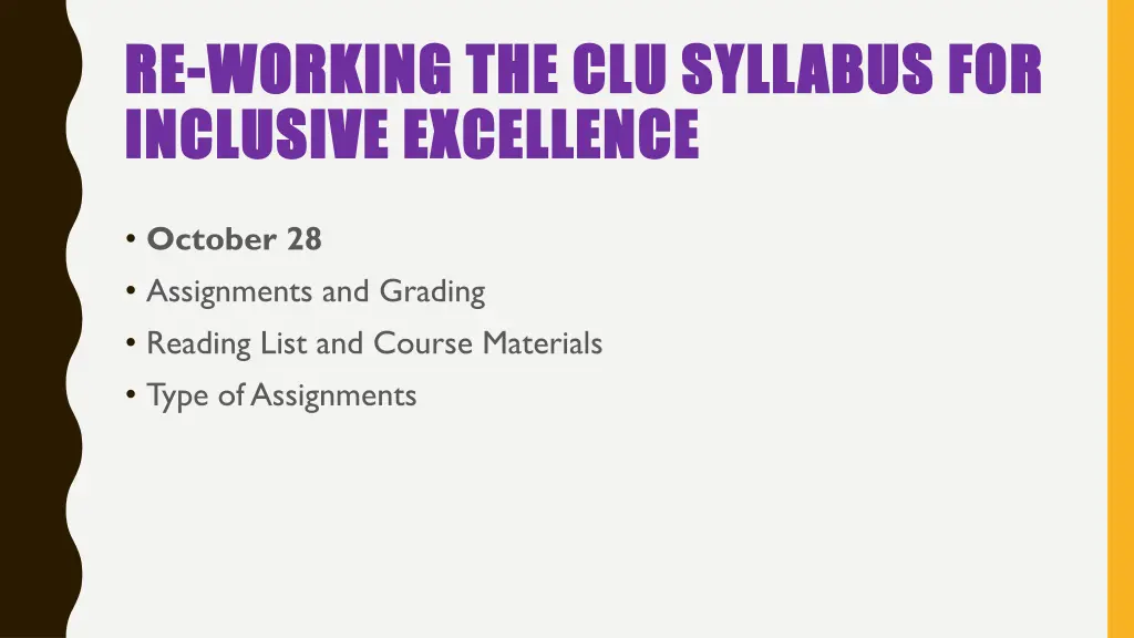 re re working the clu syllabus for working 1