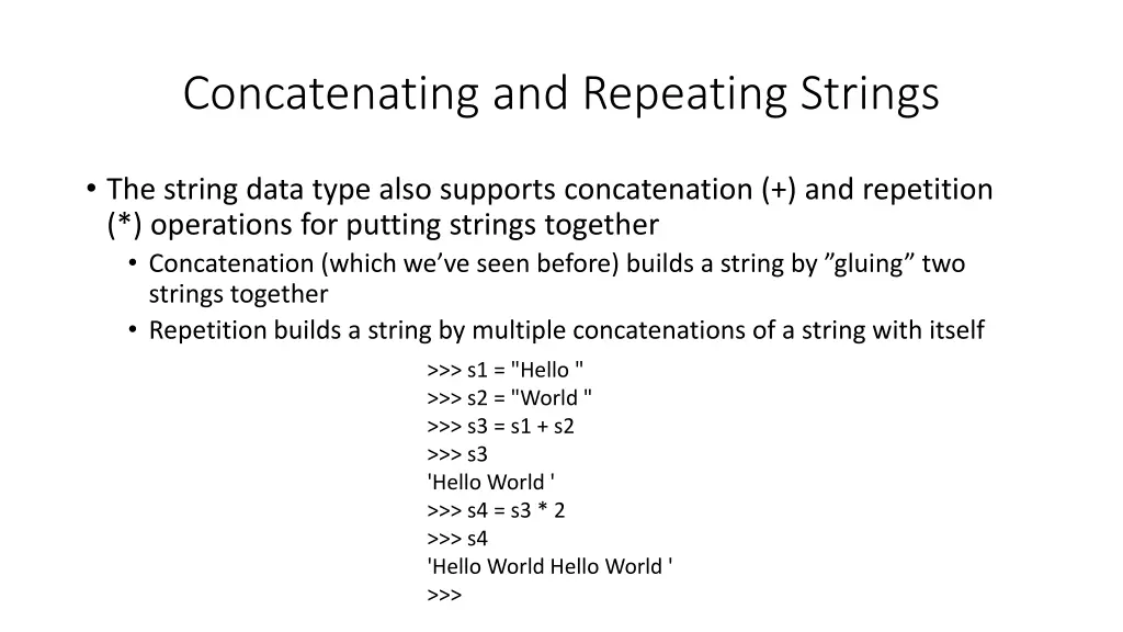 concatenating and repeating strings