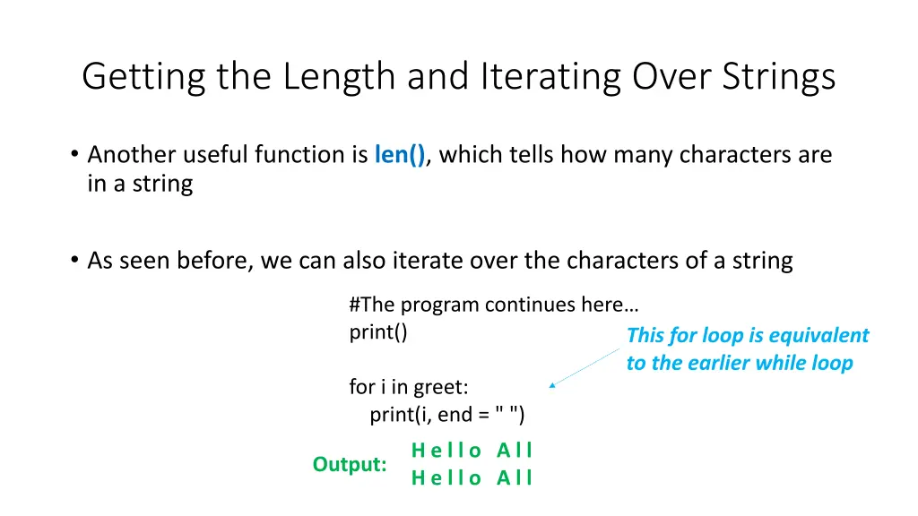 getting the length and iterating over strings 1