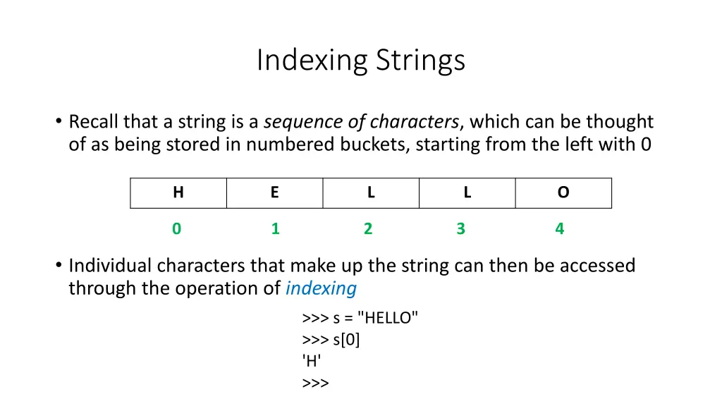 indexing strings