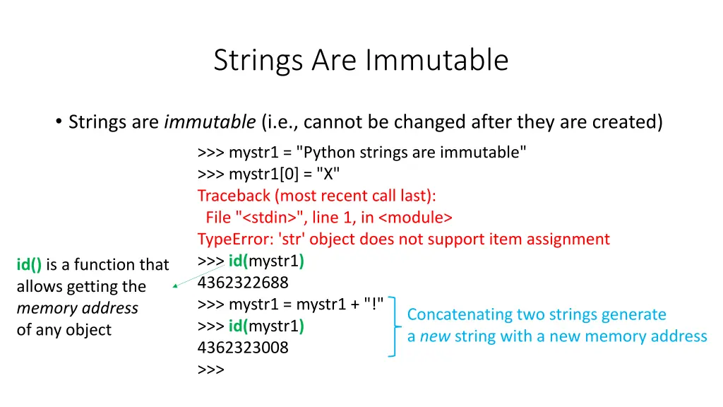 strings are immutable