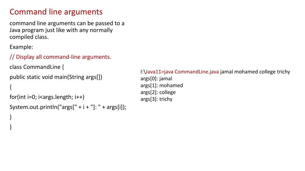 command line arguments