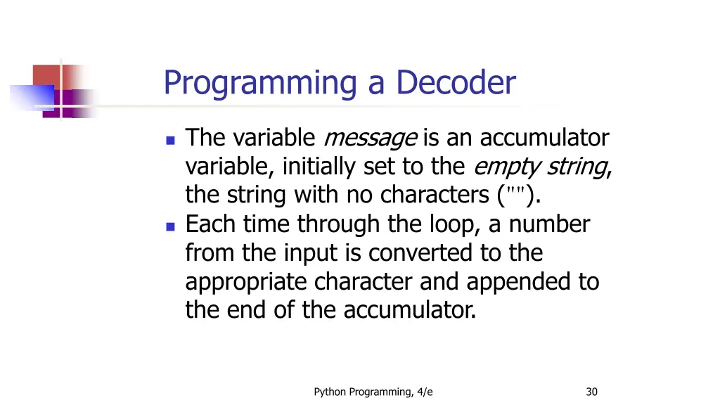 programming a decoder 1