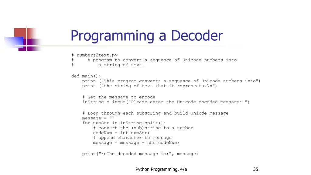 programming a decoder 6