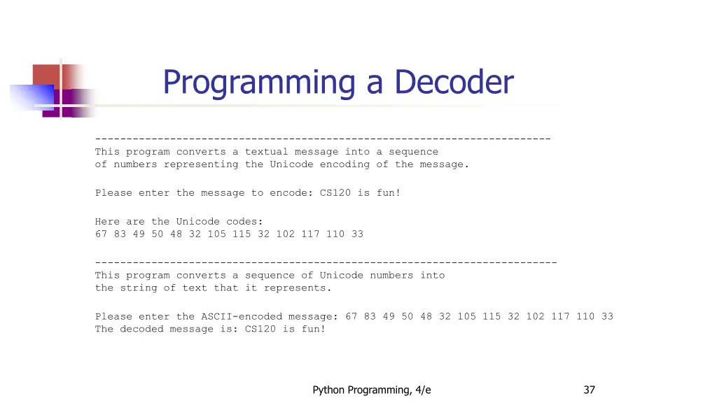 programming a decoder 8