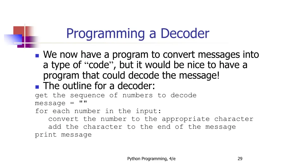 programming a decoder