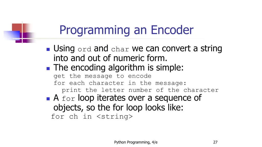 programming an encoder