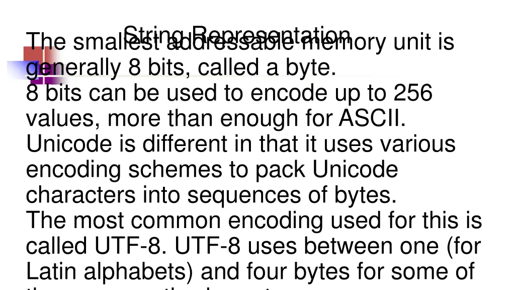 string representation the smallest addressable